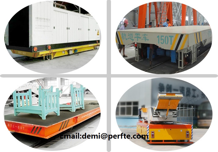 Workshop mobile cargo handling rail electric flatbed transfer cars